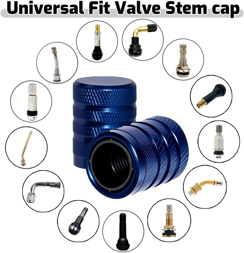SYSDTTD 4-Piece Anodized Aluminum-Plastic Composite Tire Valve Stem Caps with Integrated Plastic Sleeve,Corrosion-Resistant and Universal Fit,Suitable for Cars, Trucks, and Motorcycles (Blue) - Image 2